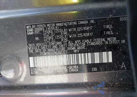 2022 Toyota Rav4 Xle from USA, damaged, VIN 2T3W1RFV2NC187373